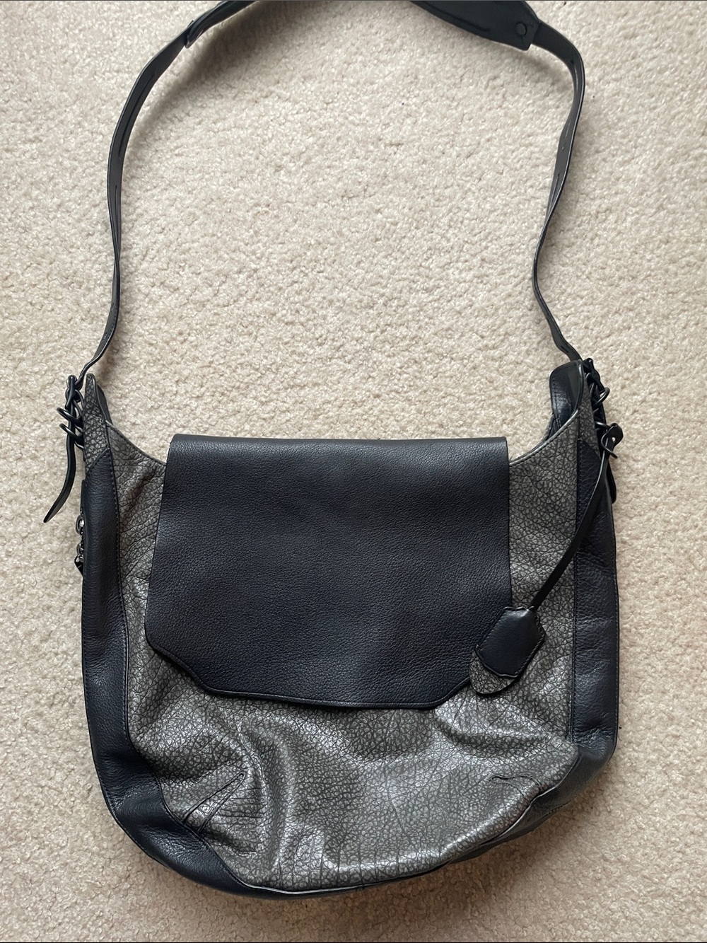 rag & bone Two-Tone Black and Gray Leather Crossbody Bag.